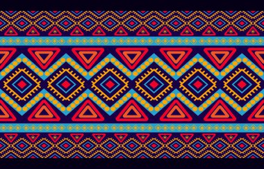 Geometrik oryantal kabile modeli geleneksel arka plan halı, duvar kağıdı, giysi, ambalaj, batik, kumaş, Vektör illüstrasyon nakış tarzı.