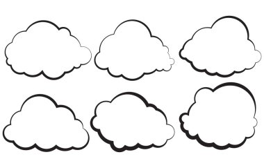 Konuşma baloncuklarını beyaz arkaplanda ayarla. Sohbet kutusu veya sohbet vektör kare iletisi veya iletişim simgesi Cloud çizgi roman ve çizgi roman ileti diyaloğu için konuşuyor