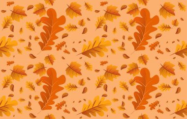 Kusursuz bir sonbahar arka planı ve altın sarısı yaprakları var. Sonbahar konsepti, duvar kağıtları, kartpostallar, tebrik kartları, web sitesi sayfaları, afişler, online satışlar için. Vektör illüstrasyonu