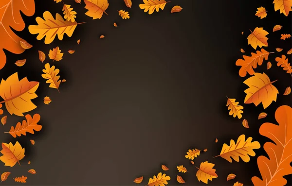 Herbst Rahmen Hintergrund Mit Blättern Goldgelb Herbst Konzept Für Tapeten — Stockvektor