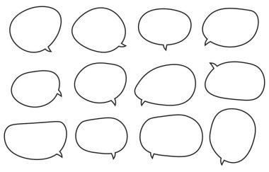 Beyaz arkaplanda konuşma baloncukları oluştur. Sohbet kutusu veya sohbet vektörü karalama iletisi veya iletişim simgesi Cloud çizgi roman ve çizgi roman ileti diyaloğu için konuşuyor