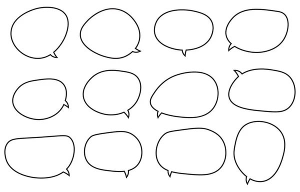 Stel Contourspraakbellen Een Witte Achtergrond Chatbox Chat Vector Doodle Bericht — Stockvector