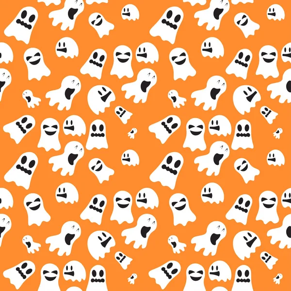 Halloween Ghost Background Seamless Pattern Orange Color Used Greeting Card — Stock vektor