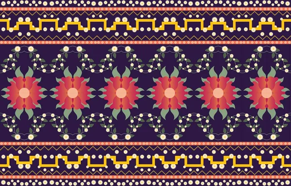 Flor Colorido Geométrico Oriental Tribal Étnico Patrón Fondo Tradicional Diseño — Vector de stock