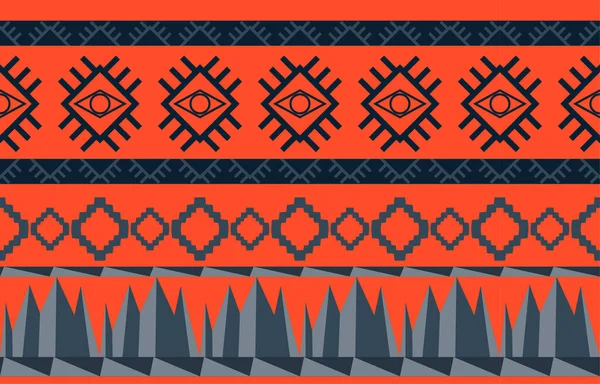 カラフルな幾何学的な東洋の部族の民族パターン伝統的な背景カーペット バティック ファブリック ベクトルイラスト刺繍スタイルのためのデザイン — ストックベクタ