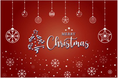 Noel balolarının olduğu Noel kartı, Noel arkaplan kırmızısı