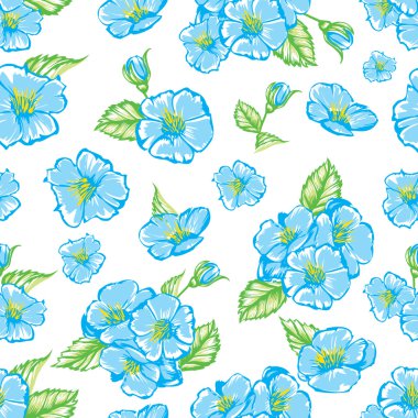 Mavi çiçekler. Çiçek seamless modeli