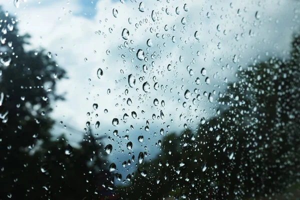 自然の熱帯雨林の窓ガラスの露と雨滴 — ストック写真