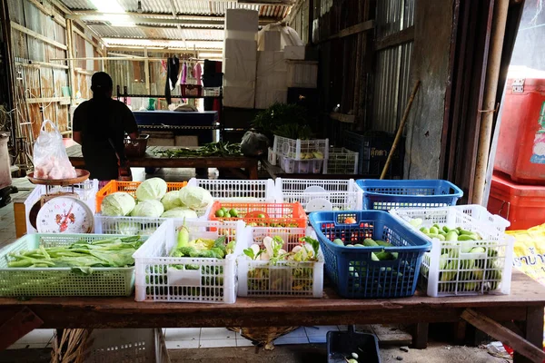 Kanchanaburi Thailand September 2017 태국에서 식사로 쇼핑하고 야채를 지역적 길거리 — 스톡 사진