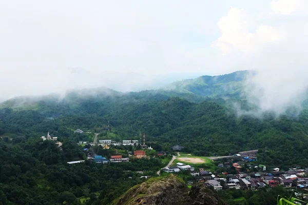 Destino Paraíso Amanecer Atardecer Dorados Brillando Niebla Niebla Selva Montaña —  Fotos de Stock