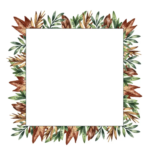 Frame Watercolor Leaves Gentle Background Color Leaves Floral Frame — Stock Photo, Image
