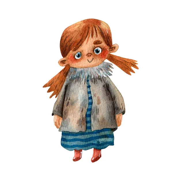 Cartoon Illustration Von Niedlichen Wikinger Mädchen Porträt Eines Lustigen Kindes — Stockfoto