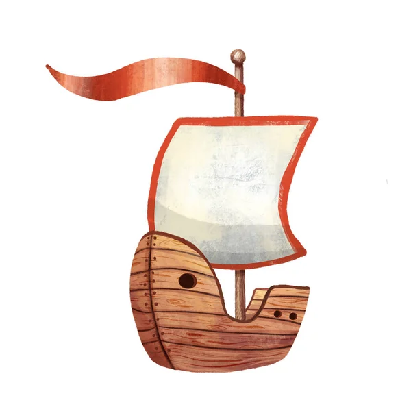 Jolie Illustration Viking Drakkar Ancien Bateau Scandinave Vieux Transport Maritime — Photo