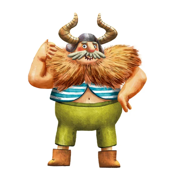 Cartoon Illustratie Van Grappige Viking Portret Van Grote Man Oude — Stockfoto