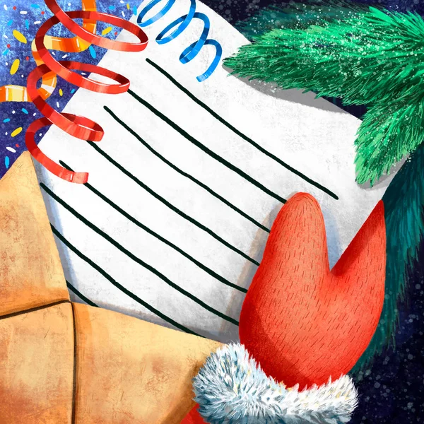 Lista Natal Desenhado Mão Aquarela Bonito Cartão Saudação Inverno Fundo Fotografia De Stock