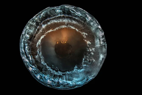 Texture Ice Frozen Bubbles Backlit Artificial Light — Fotografia de Stock