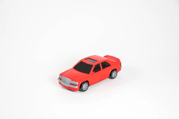 Toy Plastic Car Isolated White Background Red Car — Stock Photo, Image