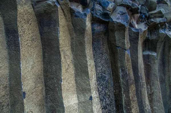 Basaltgestein Nahaufnahme Schöne Sechseckige Steinformationen — Stockfoto