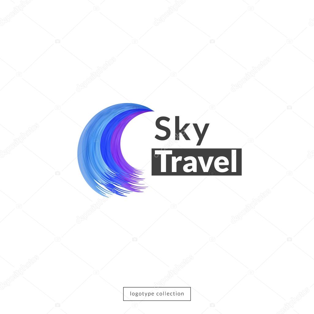 Sky travel logo design template. Vector illustration.