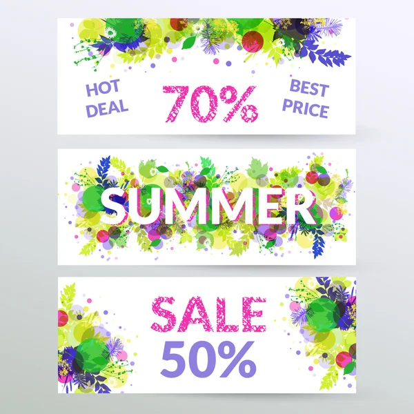 Floral venda de verão web banners . — Vetor de Stock