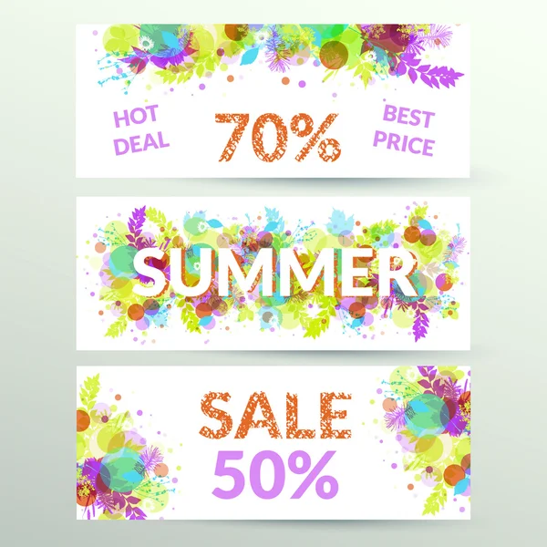 Blommig sommar försäljning webben banners. — Stock vektor