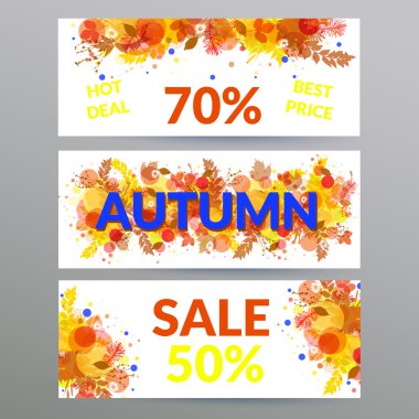 Floral autumn sale web banners. clipart