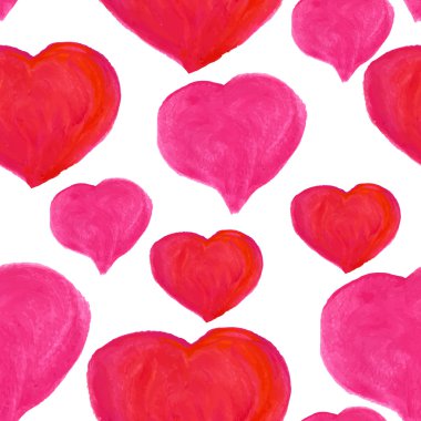 Dikişsiz suluboya desen Kalpler