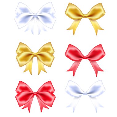 Beyaz arka plan üzerinde renkli ipek yay