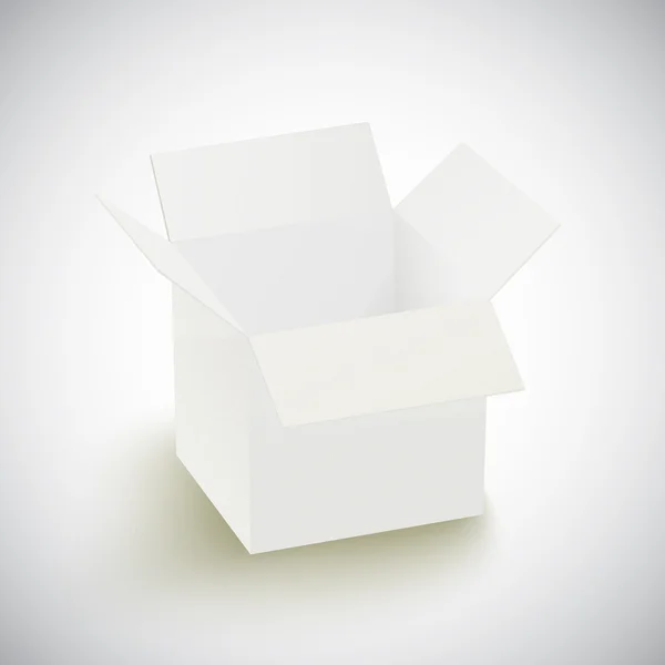 Caja de cartón blanco vacía abierta — Vector de stock