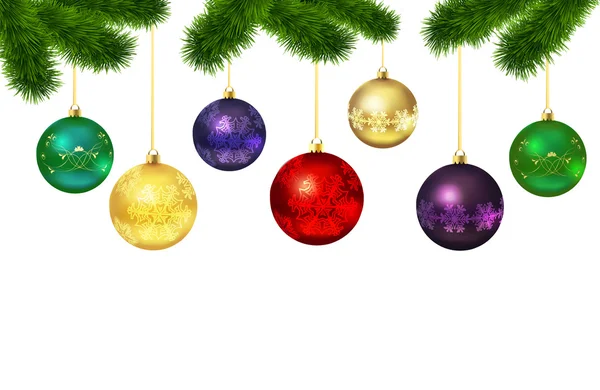 Bolas de Natal com ornamentos — Vetor de Stock