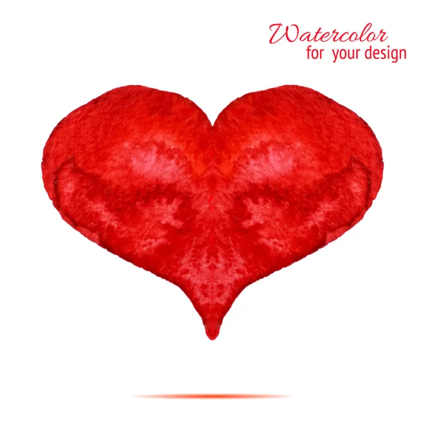 Valentine. Acquerello cuore rosso — Vettoriale Stock