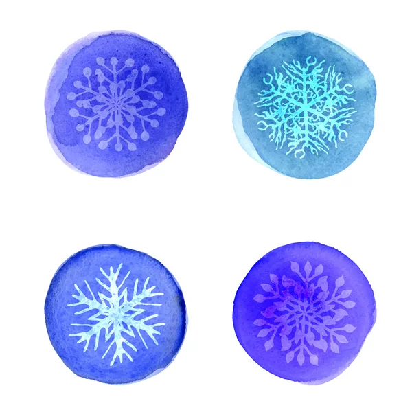 Helle Aquarellkreise mit Schneeflocken — Stockvektor