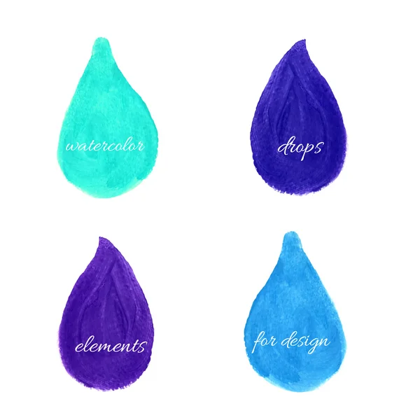 Conjunto de gota de chuva aquarela — Vetor de Stock