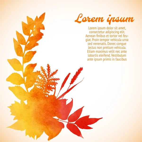 Acuarela pintada follaje otoño — Archivo Imágenes Vectoriales