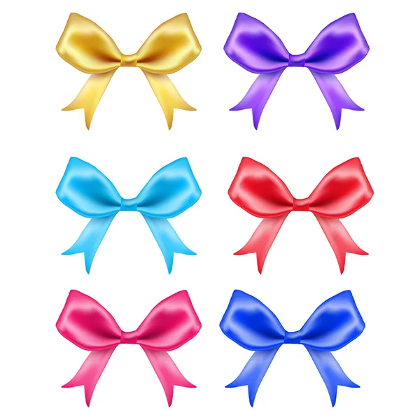 Colorful silk bows on white background — Stock Vector