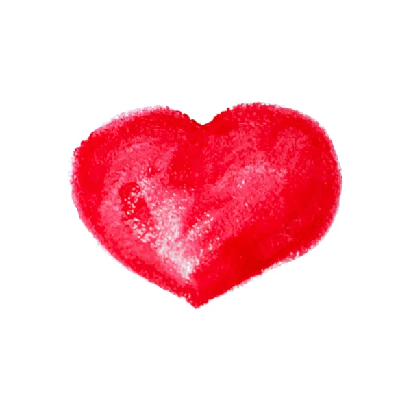Acuarela corazón rojo sobre fondo blanco . — Vector de stock
