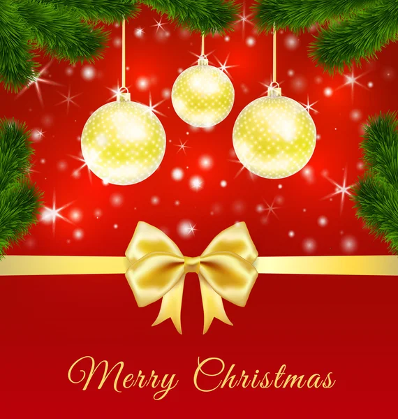 Χριστούγεννα ευχετήρια κάρτα με κορδέλα — Διανυσματικό Αρχείο