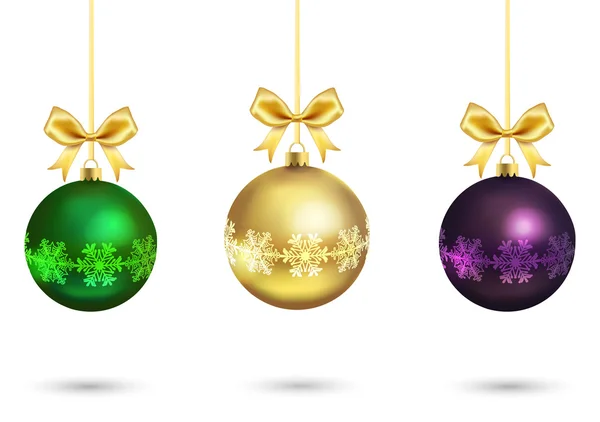 Bolas de Navidad con adornos y arcos — Vector de stock