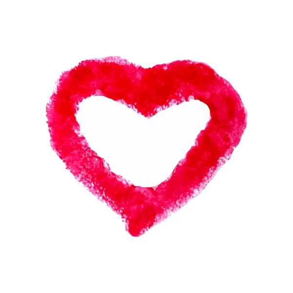 Aquarelle coeur rouge . — Image vectorielle