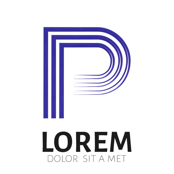 Sinal da letra P marca logotipo da empresa — Vetor de Stock