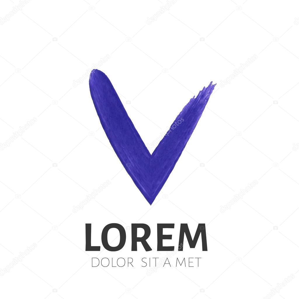 Sign of the letter V branding corporate logo isolated on white background. Vector illustration