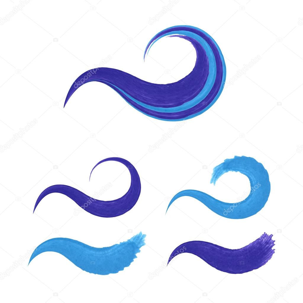 Wave  logo template set . Emblem symbol.Elements for your design. Watercolor brush strokes.Vector illustration
