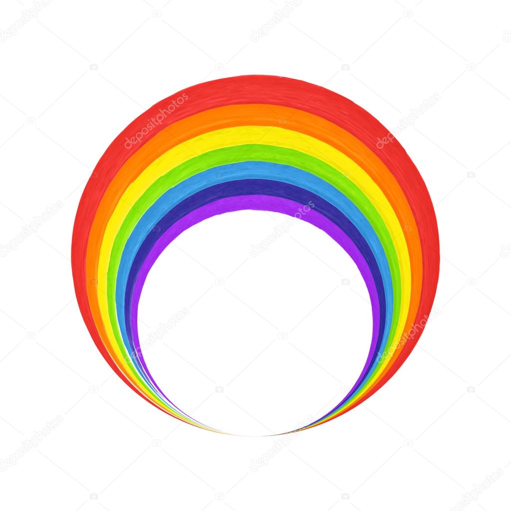 Rainbow arc  logo template, t-shirt graphics Rainbow emblem symbol. Watercolor brush strokes.Vector illustration
