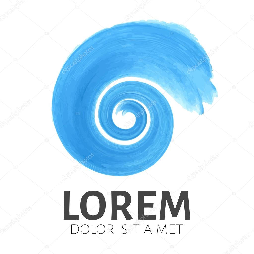 Water wave watercolor vector design logo template.