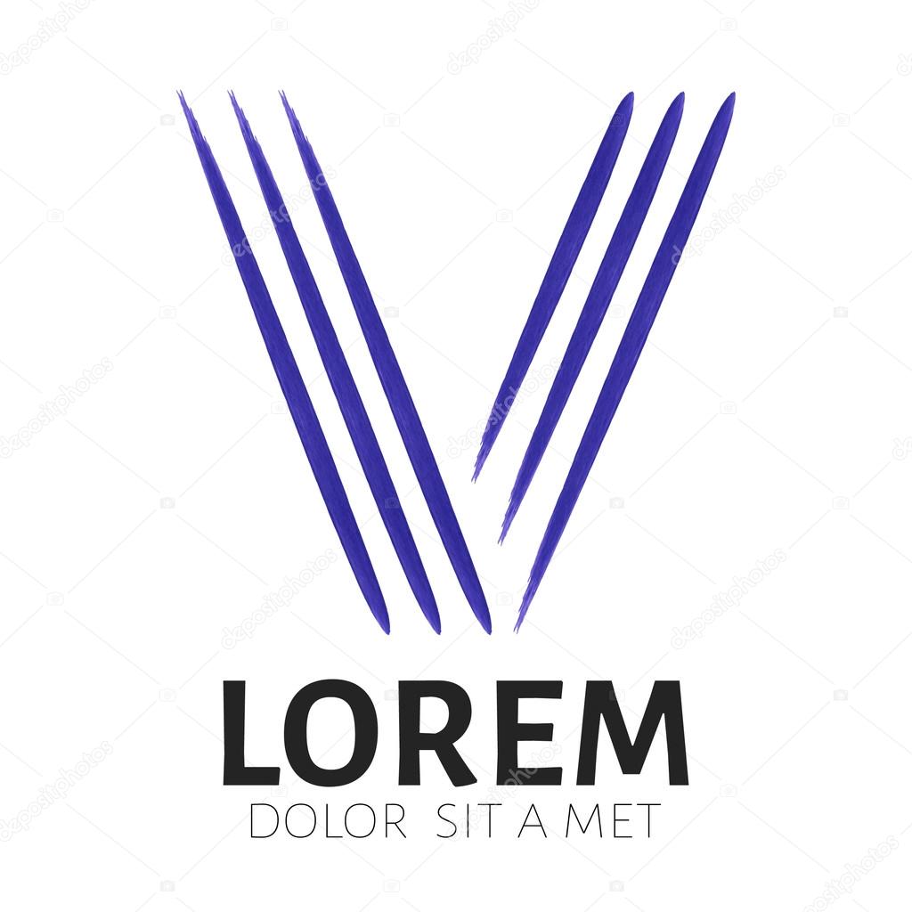 Sign of the letter V branding corporate logo isolated on white background. Vector illustration