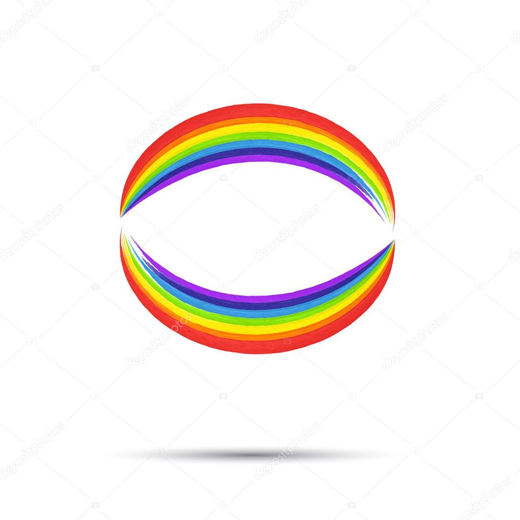 rainbow circle logo template rainbow emblem symbol watercolor
