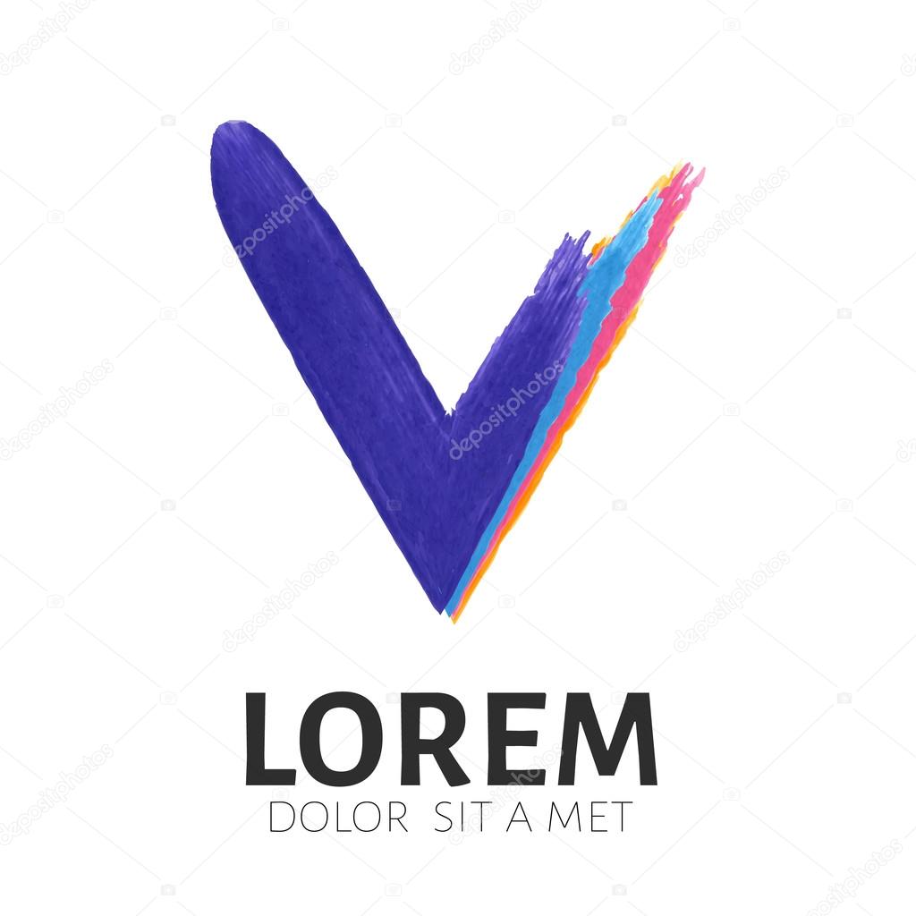 Sign of the letter V branding corporate logo isolated on white background. Vector illustration