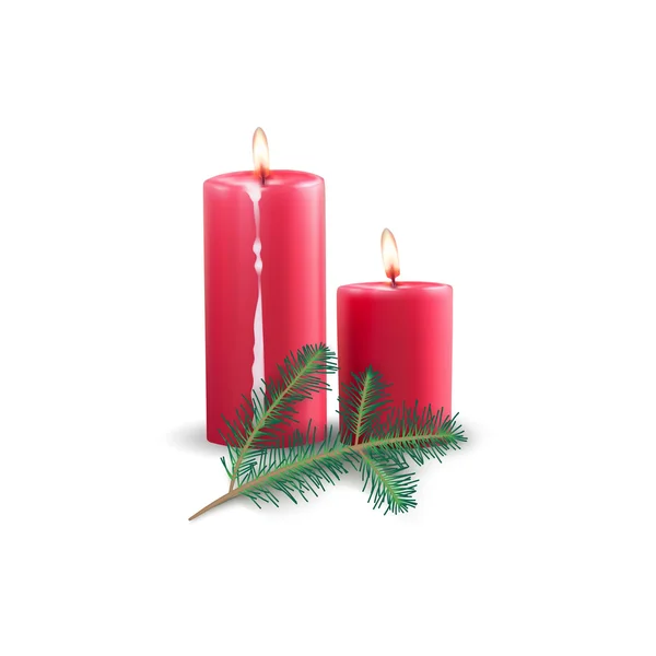 Velas de Navidad con abeto — Vector de stock