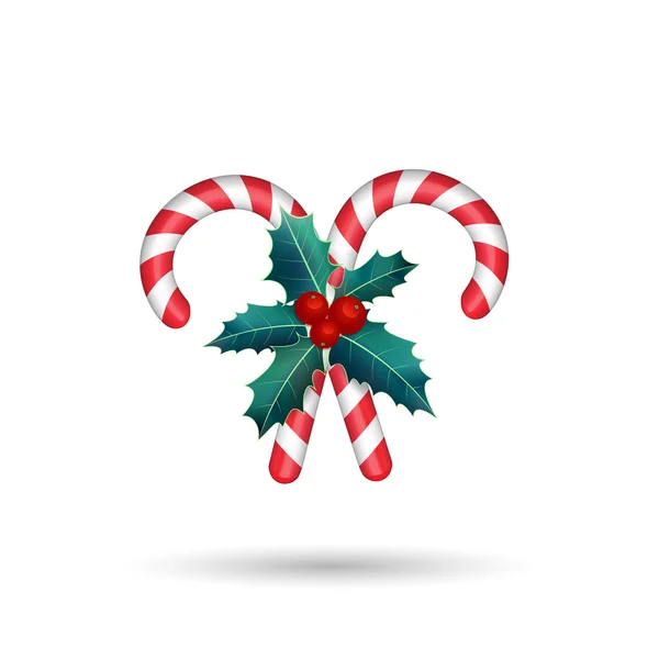 Jul godis sockerrör på vit bakgrund — Stock vektor