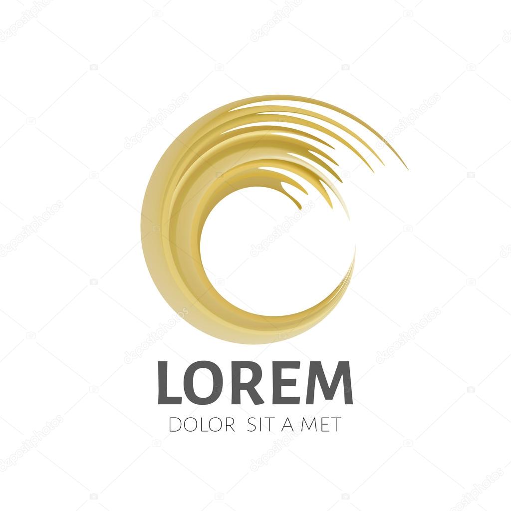 Golden swirl logo. Golden brush stroke logo.